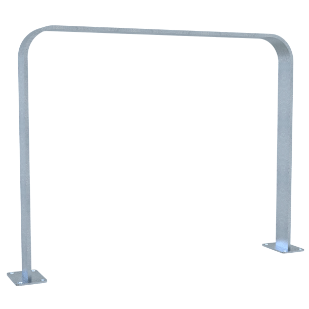Lean-on hoop made of flat bar steel | bent, 80 x 12 mm | in curved design | without cross bar | total width: 1000 mm | hot-dip galvanized